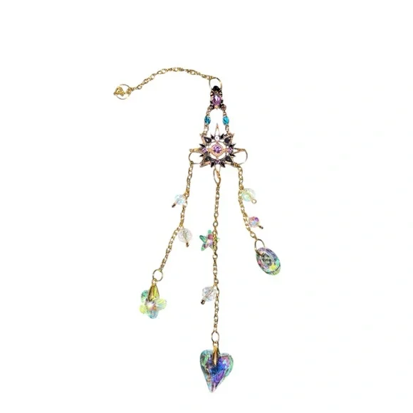 Rhinestone Moon or Star Sun Catcher with Multiple Crystals and Chain - Picture 10 of 11